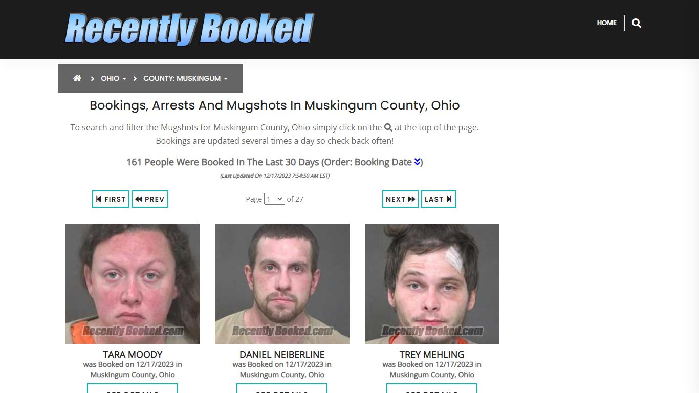 Bookings, Arrests and Mugshots in Muskingum County, Ohio